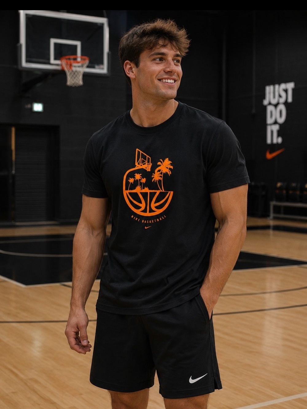 NWT Nike Men’s Black Summer Hoops Basketball T-Shirt – Graphic Tee, Large